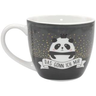 Dekohelden24 Maxi-XXL Kaffeebecher/Tasse aus Porzellan, Motiv: Das gönn ich Mir, Größe H/Ø: 9,2 x 10,5 cm, Fassungsvermögen 400 ml, Spülmaschinengeeignet, Panda, 9,2 cm