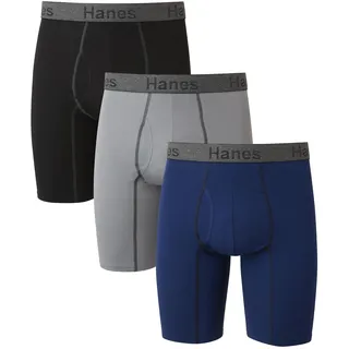 Hanes Herren Comfort Flex Fit Ultra Soft Long Leg Boxershorts, verpakking van 3 stuks Retroshorts, Lange Beine, Sortiert, Stück, M EU