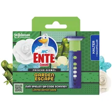 WC Ente Frische Siegel Starter-Set (inkl. 1 Nachfüller), körbchenloser WC Spüler, Original Garden Escape Duft, 36 ml