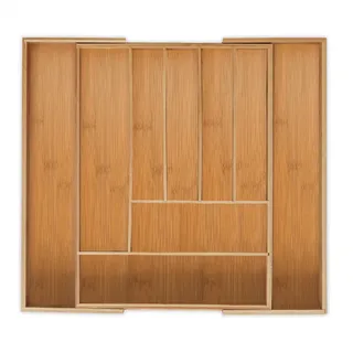 Relaxdays Besteckkasten , Hellbraun , Holz, Holzwerkstoff , 49.5x5x44.5 cm , Küchenzubehör, Küchenhelfer, Besteckeinsätze