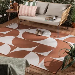 Outdoor Teppich - Summer Shapes Terracotta - 140x200 cm - Balkon, Garten, Terrasse, Wintergarten - FRAAI | Home & Living - Modern, Retro - Dunkelorange