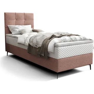 Roe Furniture | Polsterbett - INAO - 90x200 cm - Hellrosa - Taschenfederkern-Matratze - Rechte - Boxspringbett - Bett mit Bettkasten - Tagesbett - Hellrosa