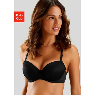 LASCANA Schalen-BH "Chiara" mit graphischem Netz-Muster, Dessous – ideal für große Größen, schwarz