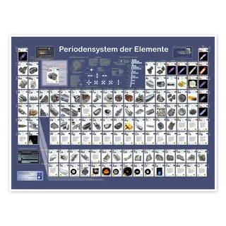 Planet Poster Editions Periodensystem Poster 70 x 50 cm | Naturwissenschaftliche Infografik | Übersicht mit Elementfotos, Atommodellen und chemischen Zusatzinformationen