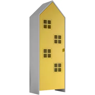 Vipack Kinderkleiderschrank Casami 57,6 x 171,3 x 37 cm Holz lackiert gelb-weiß