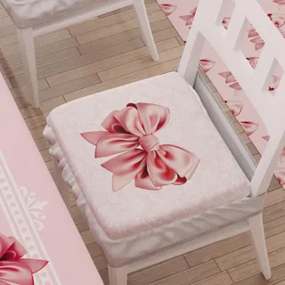 PETTI Artigiani Italiani – 6er-Set Stuhlkissen für Küchenstühle mit Gummizug, Mikrofaserbezüge, Stuhlkissen mit Gummiband, Design Schleife Rosa, 100% hergestellt in Italien