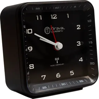 Miraval Funkwecker Premiumline DCF77 Funkwecker Reisewecker Analoger Wecker geräuschlos kein Ticken Design Funkwecker - Schwarz