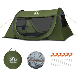 Night Cat Wurfzelt 2 Personen Wasserdicht: Pop Up Camping Zelt Atmungsaktiv Einfache Einstellung im Park und Garten