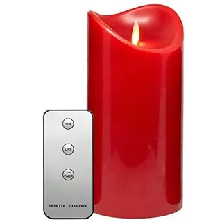 Tronje LED Kerzen mit Timer Fernbedienung Echtwachskerze 1000Std bewegliche Flamme - rot - 23cm