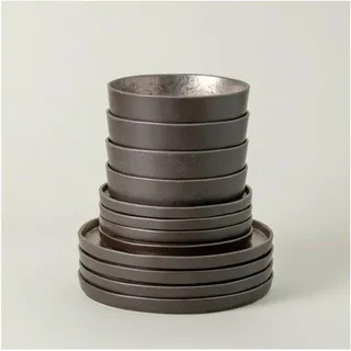 Costa Nova Kombiservice , Goldbraun , Keramik , 12-teilig , Geschirr, Geschirrsets, Kombiservice