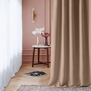 ROOM99 Vorhang mit Ösen Laurel 140 x 280 cm Beige, 1 Stück | Verdunkelung Blickdicht Schiebegardinen Curtain Wohnzimmer Schlafzimmer
