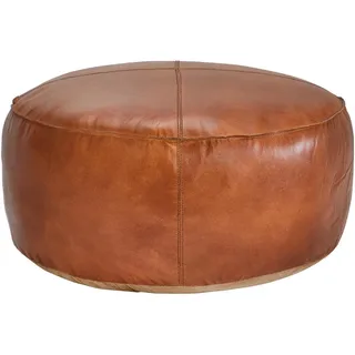 Landscape Pouf , Cognac , Leder , Echtleder , Ziegenleder , Füllung: Baumwollfüllung , 60x30x60 cm , Indoor , Wohnzimmer, Sessel, Hocker & Hockerbänke, Poufs