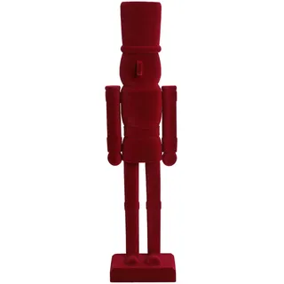 PE Luxus Roter Samt Nussknacker Soldat Figur - 30.4cm Holz Weihnachtsdekoration - Festliche Deko für Kamin & Tisch - Elegante Weihnachtsfigur Samt