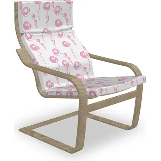 ABAKUHAUS Blumen Poäng Sessel Polster, Romantische Rosen Illustration, Sitzkissen mit Stuhlkissen mit Hakenschlaufe und Reißverschluss, Baby-Rosa und Weiß - Weiß