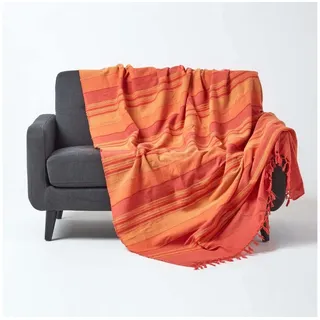 Homescapes Tagesdecke Morocco, terracotta gestreift, 150 x 200 cm,