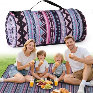 Ergohortus Picknickdecke Wasserdicht, Extra große Stranddecke Sandfrei Boho | Sandabweisend Waschbar Faltbar Camping Stranddecke, Campingzubehör für Camping, Park, Reise und Wiese, 200x200cm
