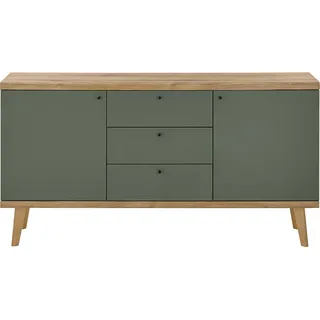 Lomadox Wohnzimmer Sideboard, 160cm in Eiche mit grün AVEZZANO-61 Modern