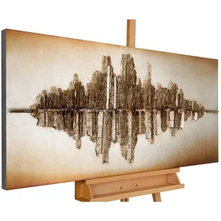 Kunstloft Holzbild Gold 120/55 cm , Goldfarben , Holz , 7.6x55 cm , Bilder & Rahmen, Bilderrahmen, Bilderrahmen & Fotorahmen