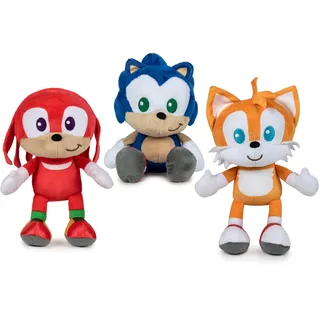 Famosa Softies - Sonic Plüschtier 22 Zentimeter, 3 Modelle verfügbar, einschließlich Tails und Knuckles, Blauer Igel, Klassische Videospiele, Jungen und Mädchen + 1 Jahr, zufällige Lieferung