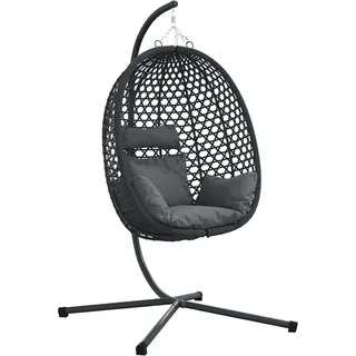 vidaXL Hängendes Ei-Stuhl Anthrazit und Schwarz 104 x 100 x 191 cm - Grau