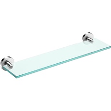 Cosmic - Badezimmerregal aus Glas | Chrom-Finish | Einfache Installation - Befestigung mit Schrauben | Maße 40 x 10 x 5 cm