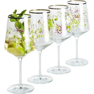 Ritzenhoff Spritzerglas , Grün, Lila, Weiß, Platinfarben , Glas , 4-teilig , 544 ml , 20.3x26.6x19.4 cm , Made in Germany , Gläser, Weingläser, Weißweingläser