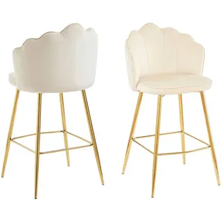 SalesFever Barhocker 2er Set 52 x 100 x 54 cm Beige/Gold