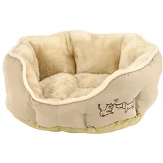 Dehner Lieblinge Hundebett und Katzenbett Sammy, oval, ca. 45 x 40 x 14 cm, Polyester, beige