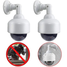 2X O&W Security Kamera Attrappen Dummy Speed Dome Überwachungskameras mit Fake Objektiv, blinkendem LED, wasserdicht, Verwendung im Innen- und Außenbereich