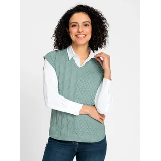 Pullunder INSPIRATIONEN "Pullunder", Damen, Gr. 48, grün (kalkmint), 60% Baumwolle, 40% Polyacryl, unifarben, Pullover Pullunder