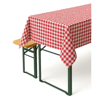 texpot Tischdecke Biertisch 90 x 260 cm rot-weiß kariert 10 mm Karo Baumwolle Landhaus Oktoberfest