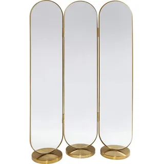 Kare Design Paravent Swing, goldener Raumtrenner als Spiegel, abgerundete Form und edles Design, 166x106x31cm (H/B/T)