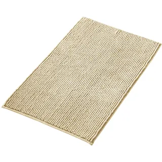 Decomira Badematte rutschfest | Als Badteppich Set kombinierbar | Badezimmer-Teppich Bad-Vorleger waschbar aus Chenille | Duschvorleger für Dusche, Badewannen, WC Deko | Beige - 40x60 cm