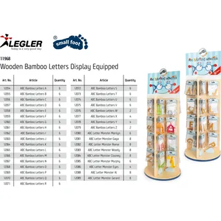 Small Foot Company small foot 11968 Display Holzbuchstaben Bambus bestückt mit Buchstaben und Monstern als Deko oder Türschild verwendbar Dekoration, Mehrfarbig, normal