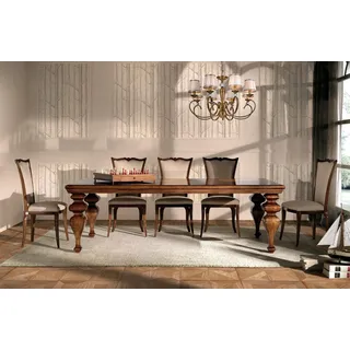 Tisch Möbel Esstisch Naturholz Retro Style Esszimmer Wohnzimmer Esstische Holz - Braun