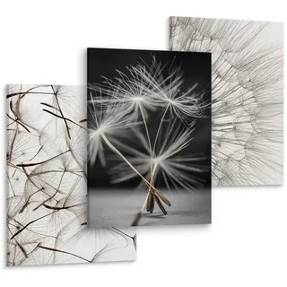 Muralo Leinwandbilder 3-er Set Pusteblumen 3D , Textil , Baum/Pflanze/Natur, Floral , Rechteckig , 90x40 cm , Bilder & Rahmen, Bilder