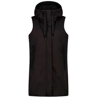 CMP - Damen Softshell Weste lang mit fester Kapuze, schwarz, 44