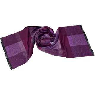 Schal Seidenflanell aubergine rosa kariert gestreift - sanft wie Kaschmir 100% Seide - Rosa