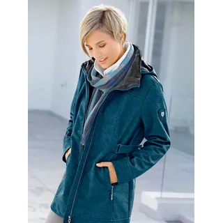 Softshelljacke CASUAL LOOKS, Damen, Gr. 46, blau (petrol, meliert), 94% Polyester, 6% Elasthan, unifarben, figurumspielend, Jacken Softshelljacke