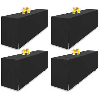 Teruntrue 4 Stück Biertischhusse Schwarze Biertischhusse für Bierzeltgarnitur, 220 x 50 cm, blickdichte Polyester-Biertischhusse, waschbare Tischhusse für Bankette im Freien (Schwarz)