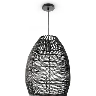 Paco Home Pendelleuchte »VIHMA« E27 Rattan Pendellampe Korb Esstischlampe Natürlich LED Boho Rustikal E27, schwarz