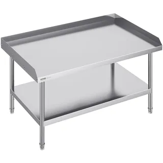 Vevor Arbeitstisch Edelstahl, gewerblicher Arbeitstisch zur Lebensmittelzubereitung, 3-seitiger Spritzschutz, Arbeitstisch mit einstellbarer Höhe 762 x 1219 x 660 mm)