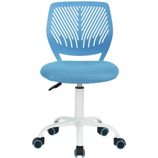 FurnitureR 1 Set Bürostuhl, höhenverstellbar, Drehstuhl mit Design der Rückenlehne mit kleinem Loch, Schreibtisch ohne Armlehnen, Bürostuhl, Schlafzimmerschreibtisch, Blau