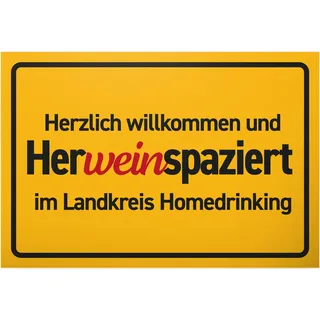 DankeDir! Herweinspaziert - Schild 30 x 20 cm - Vino Party Photo Booth Geschenk Alkohol Requiste JGA - Geschenkidee Geburtstagsdeko lustiger Spruch Wein Geburtstagsgeschenk Partydeko