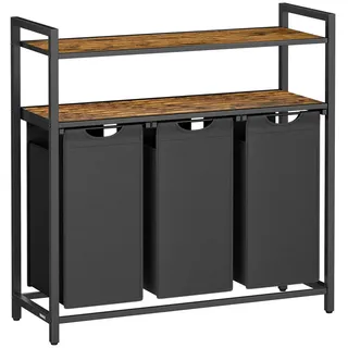 Mid.you Wäschekorb , Braun, Schwarz , Metall, Holzwerkstoff , 92.5x92x33 cm , Haushalt & Kleinelektro, Wäschepflege, Wäschekörbe & Wäschetonnen