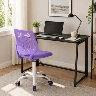 FurnitureR Bürostühle, Schreibtischstuhl ohne Armlehnen, Höhenverstellbarer Drehstuhl mit Rollen, Ergonomischer Schreibtischstuhl für Home Office & Studium, 360° Drehbar, 3 Farben wählbar
