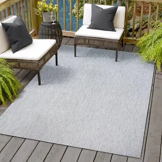 Sanat Melissa Outdoor Teppich Wetterfest - Balkon Teppich Wasserabweisend - Teppich für den Innen und Außenbereich, Terrasse, Garten, Wohnzimmer oder Küche - Hell Grau, 80x150 cm