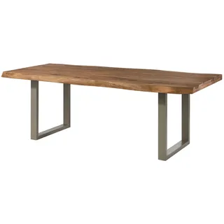 MASSIVMOEBEL24.DE Baumtisch Sheesham 180x90x77 natur gebeizt / U-Beine silber matt FREEFORM 5