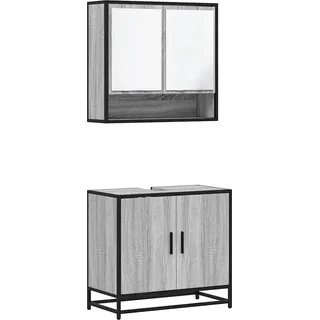 vidaXL 2-tlg. Badmöbel-Set Grau Sonoma Holzwerkstoff - Grau