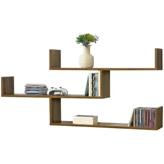 [en.casa] Wandregal Grimstad 119 x 55 x 18 cm Dunkelbraun